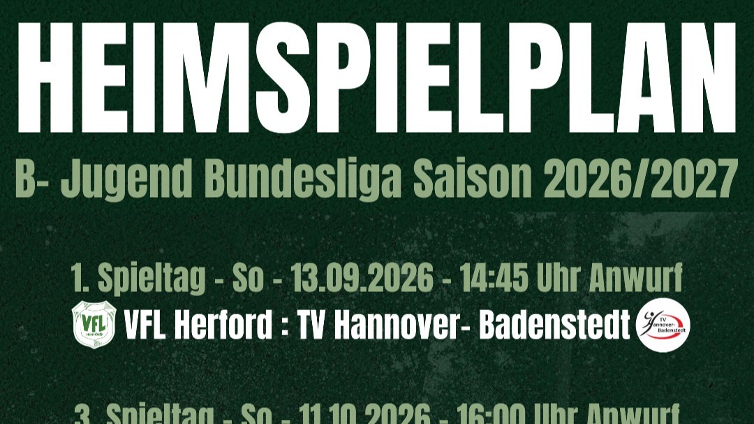 weibl. B-Jugend - Heimspielplan der Jugendbundesliga